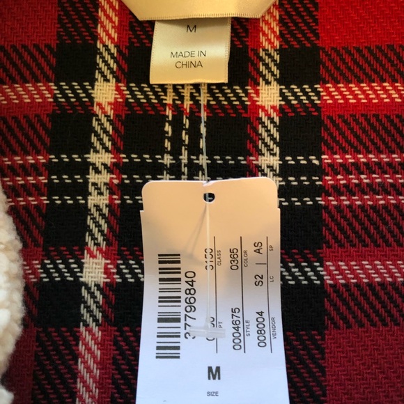Christopher & Banks plaid “trucker style” jacket with fleece collar - Picture 2 of 5